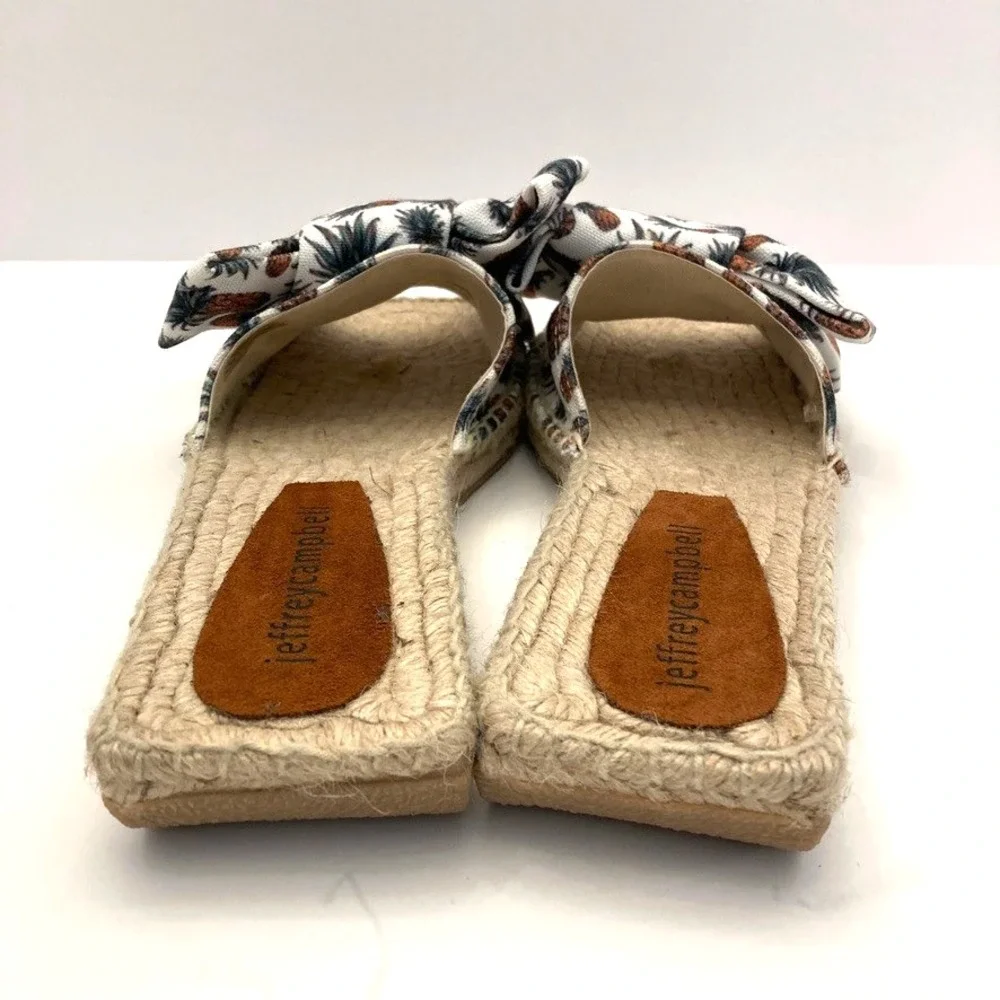 Jeffrey Campbell Estela Pineapple Espadrille Slides‎ Womens 8 NWOT Bow Fabric